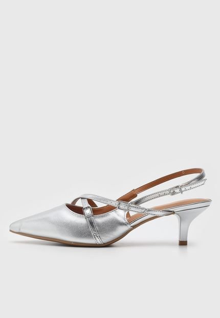 Scarpin Slingback Vizzano Metalizado Prata - Marca Vizzano