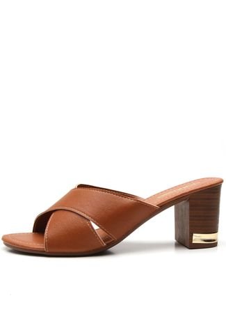 Sandália DAFITI SHOES Salomé Salto Grosso Caramelo - Compre Agora