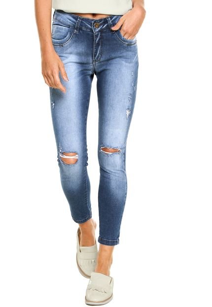 Calça Jeans Uber Jeans Skinny Desgastes Azul - Marca U Uberjeans