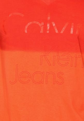 Camiseta Calvin Klein Jeans Estampa Laranja