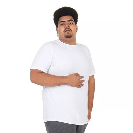 Camiseta Masculina Plus Size Lisa Branco - Marca CEICI