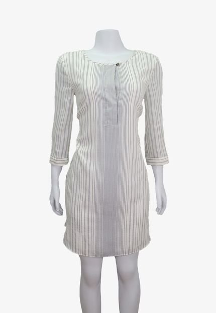 Vestido Ann Taylor Curto Listrado Branco Produto Gentilmente Usado - Marca EMIGÊ