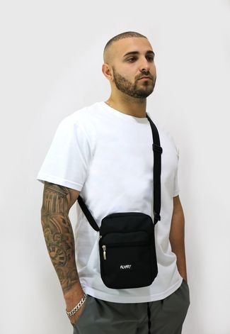 Shoulder Mini Bag Alkary Bolsa 3 Zíper Lateral Transversal Preta