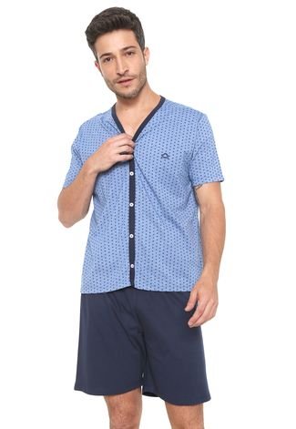 Pijama Laibel Estampado Azul-marinho