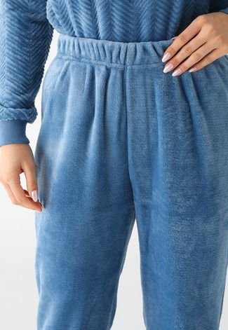 Pijama Malwee Fleece Texturizado Azul