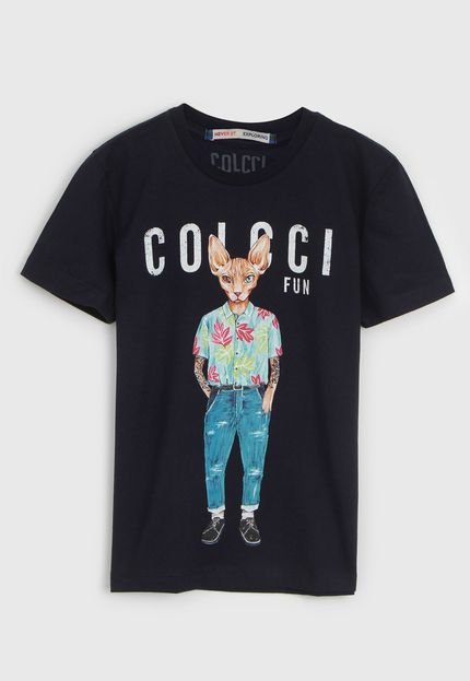 Camiseta Colcci Fun Infantil Gato Azul-Marinho - Marca Colcci Fun