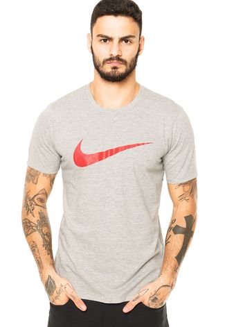 Camiseta Nike Sportswear Palm Print Swoosh Cinza
