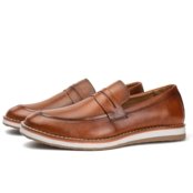 Sapato Social Mocassim Clássico Masculino Forro Couro Conforto Alta Flexibilidade Casual Caramelo - Marca FRANCA GRIFFE