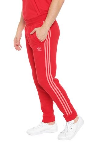 Calça Moletom adidas Originals Jogger 3 Stripes Vermelha