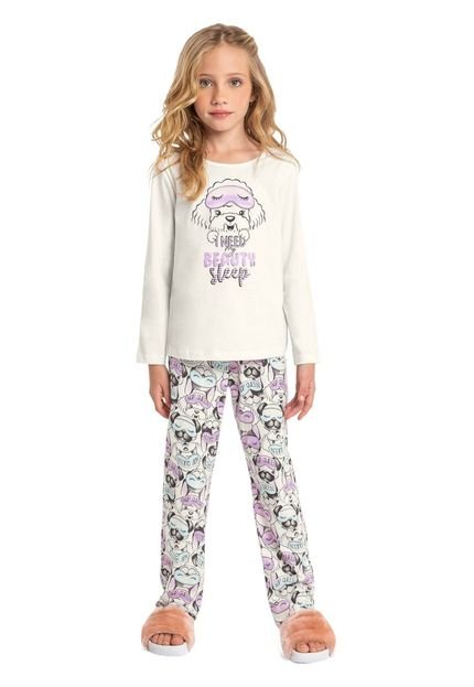 Pijama de Inverno Menina Quimby Off White - Marca Quimby