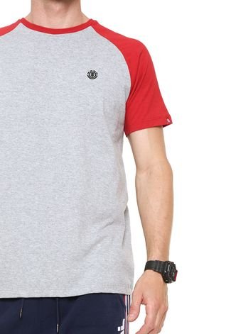 Camiseta Element Raglan Cinza/Vermelha
