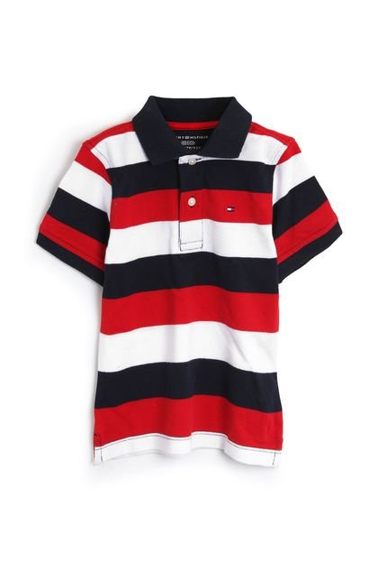 Camisa Polo Tommy Hilfiger Kids Menino Listrada Vermelha/Azul-Marinho - Marca Tommy Hilfiger Kids