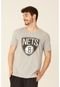 Camiseta NBA Estampada Big Logo Brooklyn Nets Casual Cinza Mescla - Marca NBA