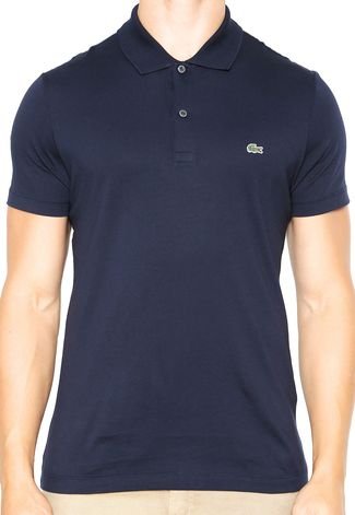Camisa Polo Lacoste Regular Fit Logo Azul-Marinho