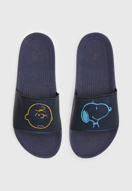 Chinelo Slide Snoopy Charlie Brown Azul-Marinho - Marca Snoopy
