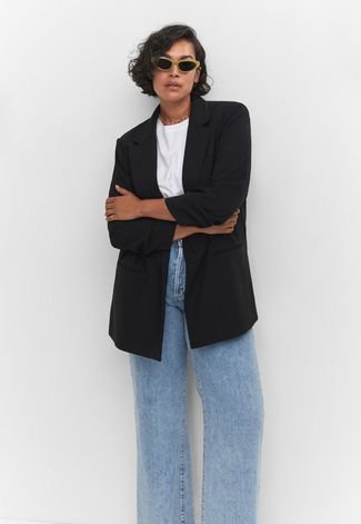 Blazer Mango Resinado P.U Preto - Compre Agora