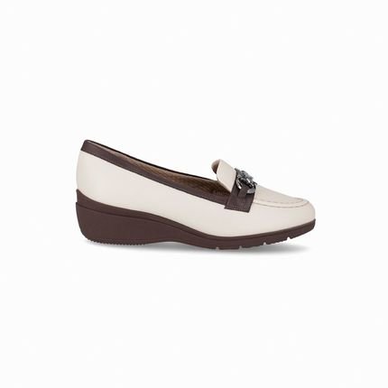 PICCADILLY MAXI - Sapato Loafer Beth Anabela Médio Off White - Marca Piccadilly