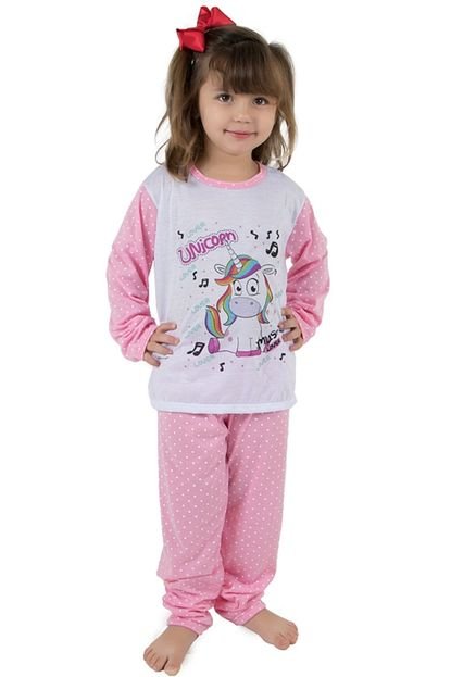 Pijama Linha Noite Longo Rosa Unicorn - Marca Linha Noite