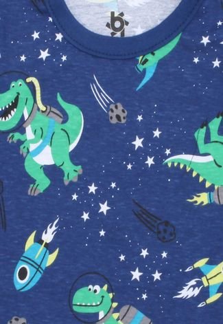 Pijama Brandili Longo Menino Dinossauro Azul-Marinho