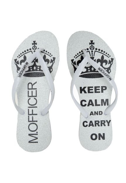 Chinelo M. Officer Keep Calm Branco - Marca M. Officer