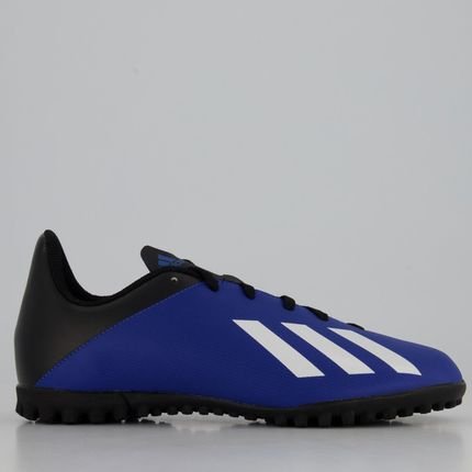 Chuteira Adidas X 19.4 TF Society Juvenil Azul e Preta - Marca adidas