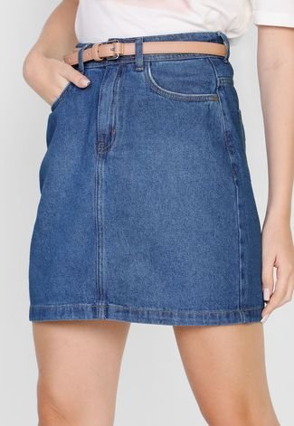 Saia Jeans Dzarm Curta Estonada Azul