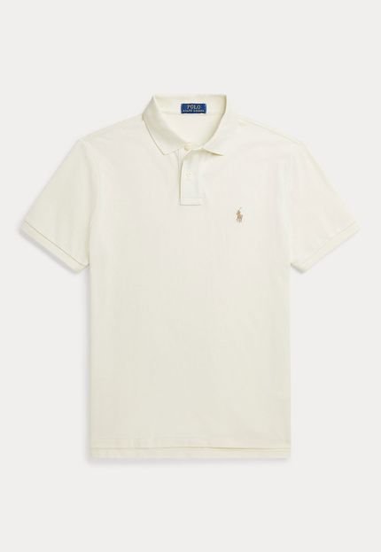 Camisa Polo Polo Ralph Lauren Reta Logo Bordado Off-White - Marca Polo Ralph Lauren