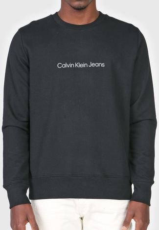 Moletom Calvin Klein Loose Cotton Logo Preto