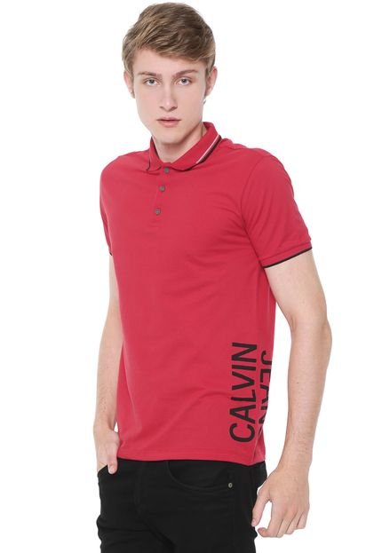 Camisa Polo Calvin Klein Jeans Reta Logo Vermelha - Marca Calvin Klein Jeans
