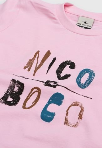 Camiseta Nicoboco Infantil Logo Rosa