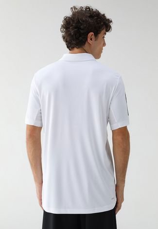 Camisa Polo adidas Performance Reta 3 Stripes Branca