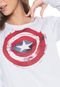 Moletom Flanelado Fechado Cativa Marvel Capitão América Branco - Marca Cativa Marvel