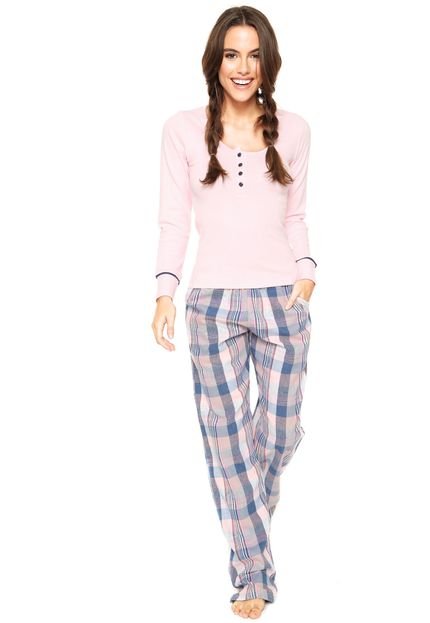Pijama Mensageiro dos Sonhos Xadrez Rosa/Azul - Marca Mensageiro dos Sonhos