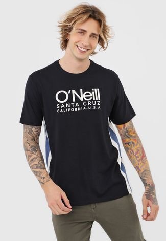 Camiseta O'Neill Lettering Preta/Azul