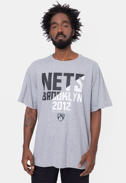 Camiseta NBA Plus Size SpotLight Brooklyn Nets Cinza Mescla - Marca NBA