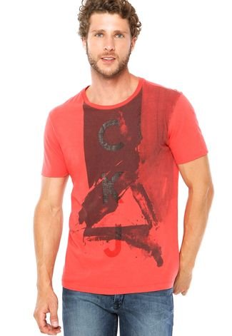 Camiseta Calvin Klein Jeans Estampada Vermelha - Compre Agora