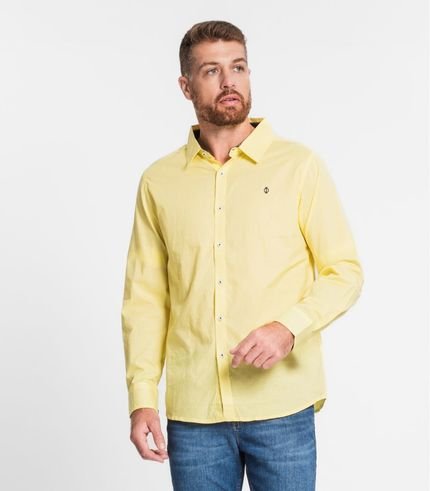 Camisa Masculina Manga Longa Em Tricoline Diametro Amarelo - Marca Diametro