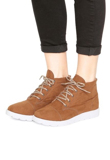 Bota Flatform FiveBlu Tratorada Caramelo - Marca FiveBlu