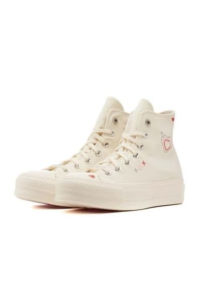 Tenis Converse Botas Chuck Taylor All Star Lift Mujer Beige