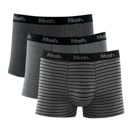 Kit 3 Cuecas Mash Boxer Cotton Listras - Marca MASH
