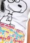 Short-Doll Snoopy Estampado Branco/Rosa - Marca Snoopy