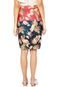 Saia Midi Lucy in The Sky Floral Vermelha - Marca Lucy in The Sky