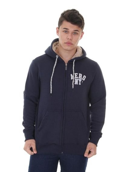 Moletom Aeropostale Masculino Hoodie Sherpa Full-Zip Aero NY Azul Marinho Incolor - Marca Aeropostale