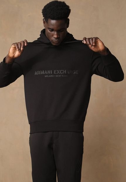 Blusa de Moletom Fechada AX ARMANI EXCHANGE Logo Preta - Marca AX ARMANI EXCHANGE