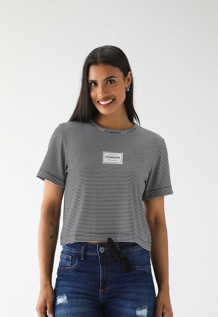 Camiseta Cropped Forum Reta Listrada Preta - Marca Forum