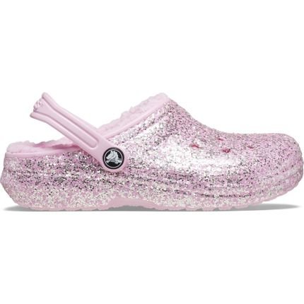 Sandália crocs classic lined glitter clog t flamingo Rosa - Marca Crocs