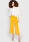Calça Calvin Klein Pantacourt Veludo Amarela - Marca Calvin Klein