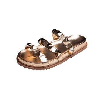 Sandalia Papete Rasteira Flat Feminina Ouro Light Piramide Tellini Store