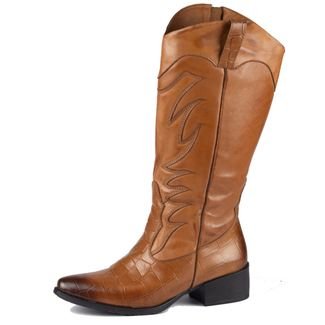 Bota Country Feminina Western Sandro Moscoloni Couro Valeska Tan