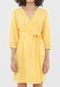 Vestido Linho Vero Moda Curto Transpassado Amarelo - Marca Vero Moda